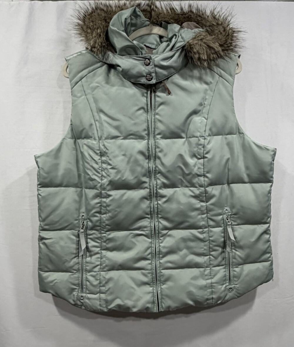 Vintage 90’s Eddie Bauer Yukon Goose Down Parka Faux Fur Hood Vest Granola Girl